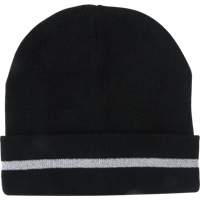Knit Hat with Silver Reflective Stripe, One Size, Black Equipment World