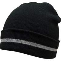 Knit Hat with Silver Reflective Stripe, One Size, Black Equipment World