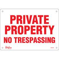 "Private Property" Sign, 7" x 10", Plastic, English Equipment World