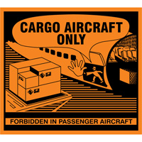 Étiquettes de manutention «Cargo Aircraft Only», 4-3/4" lo x 4-1/4" la, Orange SGQ527 | Equipment World