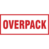Étiquette de manutention «Overpack», 6" lo x 2-1/2" la, Rouge/blanc SGQ528 | Equipment World