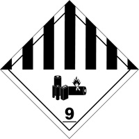 Étiquettes de manutention de matières dangereuses du département des Transports, 4" lo x 4" la, Noir sur blanc SGQ530 | Equipment World