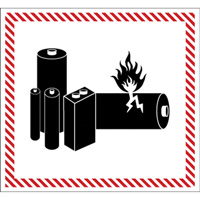Étiquettes de manutention de matières dangereuses, 4-1/2" lo x 5-1/2" la, Noir/rouge SGQ532 | Equipment World