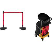 Plus Portable Barrier System Cart Package with Tray, 75' L, Metal/Plastic, Red Equipment World