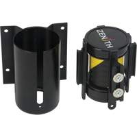 Wall Mount Barrier with Magnetic Tape, Steel, Screw Mount, 7', Black and Yellow Tape Equipment World