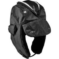 N-Ferno&reg; Zippered Trapper Hat, Polyurethane/Satin Lining, Medium/Small, Black Equipment World