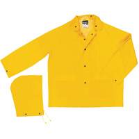 Classic Series Rain Jacket with Detachable Hood, Polyester/PVC, Large, Yellow SGS944 | Equipment World