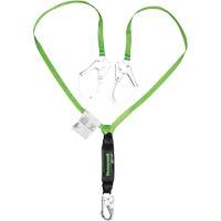 Miller&reg; HP Shock-Absorbing Lanyard, 6', Scaffold Hook Center, Locking Snap Hook Leg Ends, Polyester Equipment World
