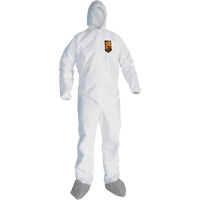 KleenGuard™A45 Liquid & Particle Protection Coveralls with Anti-Slip Shoe, Large, Grey/White, Microporous SGX293 | Equipment World