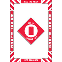 "Red Tag Holding Area" Floor Marking Kit, Adhesive, English with Pictogram Equipment World