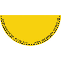 "Caution" Half Circle Swing Door Floor Sign, Adhesive, English with Pictogram Equipment World