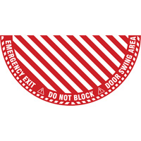 "Emergency Exit" Half Circle Swing Door Floor Sign, Adhesive, English with Pictogram Equipment World