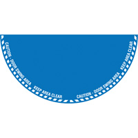 "Caution" Half Circle Swing Door Floor Sign, Adhesive, English with Pictogram Equipment World