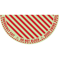 "Emergency Exit" Half Circle Swing Door Floor Sign, Adhesive, English with Pictogram Equipment World
