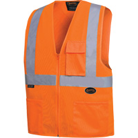 6962 Zipper Front Safety Vest with 2" Tape, High Visibility Orange, Medium, Polyester Equipment World