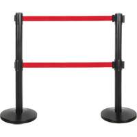 Dual Belt Crowd Control Barrier, Steel, 35" H, Red Tape, 7' Tape Length Equipment World