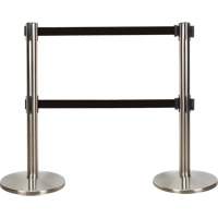 Dual Belt Crowd Control Barrier, Steel, 35" H, Black Tape, 7' Tape Length Equipment World