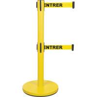 Dual Belt Crowd Control Barrier, Steel, 35" H, Yellow Tape, 7' Tape Length Equipment World