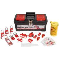 Electrical Lockout Tagout Kit with Nylon Safety Lockout Padlocks in Toolbox, Electrical Kit, 33 Components Equipment World