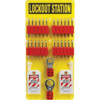 Lockout Board with Keyed Different Nylon Safety Lockout Padlocks, Plastic Padlocks, 24 Padlock Capacity, Padlocks Included Equipment World