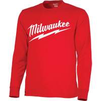 Heavy-Duty Long-Sleeved T-Shirt with Milwaukee&reg; Logo, Men's, Small, Red Equipment World