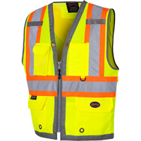 6673 Veste d'arpenteur au dos en maille avec fermeture &agrave; glissi&egrave;re, Jaune lime haute visibilit&eacute;, Petit, Polyester Equipment World