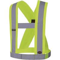 5492 4" Wide Adjustable Safety Sash, Meets/Exceeds CSA Z96 Class 2 - Level 2, High Visibility Lime-Yellow, Silver Reflective Colour, One Size Equipment World