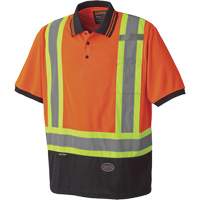 6986 Bird's-Eye Safety Polo Shirt, Polyester, Small, High Visibility Orange Equipment World