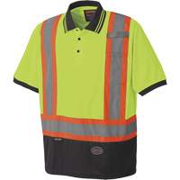 6987 Bird's-Eye Safety Polo Shirt, Polyester, X-Small, High Visibility Lime-Yellow Equipment World