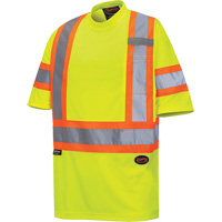 6971 Bird's-Eye Safety T-Shirt, Polyester, X-Small, High Visibility Lime-Yellow Equipment World