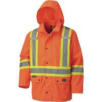 5575A 450D Waterproof Safety Jacket with Detachable Hood, Polyester, High Visibility Orange, Small Equipment World