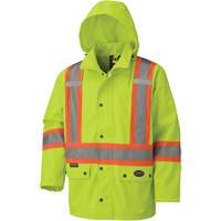 5585A 450D Waterproof Safety Jacket with Detachable Hood, Polyester, High Visibility Lime-Yellow, X-Small Equipment World