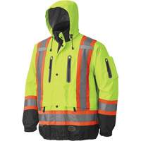 5201 Premium Breathable Waterproof Jacket, Polyester, Black/High Visibility Lime-Yellow, Large Equipment World