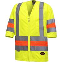 6019 Short-Sleeved Quebec Traffic Control Shirt, Polyester, X-Small, High Visibility Lime-Yellow Equipment World