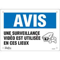 Enseigne  Surveillance vid&eacute;o , 7" x 10", Plastique, Français avec pictogramme Equipment World