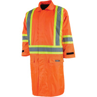Long Rain Jacket with Detachable Hood, Nylon/PVC, Small, High Visibility Orange Equipment World