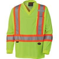 6985 Traffic Micro Mesh Long-Sleeved Safety Shirt, Small, High Visibility Lime-Yellow Equipment World