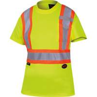 6949 Women's Bird's-Eye Safety T-Shirt, Polyester, X-Small, High Visibility Lime-Yellow Equipment World