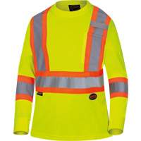 6969 Women's Bird's-Eye Long-Sleeved Safety Shirt, Polyester, X-Small, High Visibility Lime-Yellow Equipment World