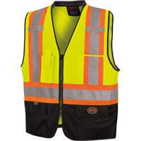 6895 Veste de s&eacute;curit&eacute; haute visibilit&eacute; bicolore avec fermeture &agrave; glissi&egrave;re sur tout le devant, Noir/Jaune lime haute visibilit&eacute;, 2T-Grand/3T-Grand, Polyester Equipment World