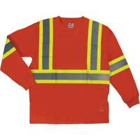 Long Sleeve Safety T-Shirt, Cotton, X-Small, High Visibility Orange Equipment World
