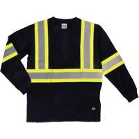 Long Sleeve Safety T-Shirt, Cotton, X-Small, Black Equipment World
