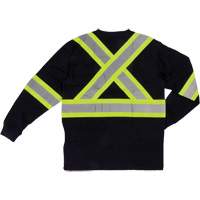 Long Sleeve Safety T-Shirt, Cotton, X-Small, Black Equipment World