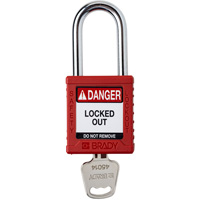 Velocity Lockout Padlock, Red, Keyed Different, Nylon, 1-1/2" Width Equipment World