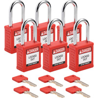 Velocity Lockout Padlocks, Red, Keyed Alike, Nylon, 1-1/2" Width Equipment World
