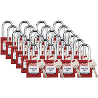 Velocity Lockout Padlocks, Red, Keyed Different, Nylon, 1-1/2" Width Equipment World
