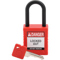 Velocity Safety Lockout Padlock, Red, Keyed Different, Nylon, 1-1/2" Width Equipment World