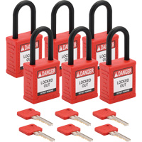 Velocity Lockout Padlocks, Red, Keyed Alike, Nylon, 1-1/2" Width Equipment World