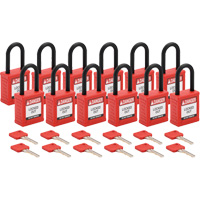 Velocity Lockout Padlocks, Red, Keyed Different, Nylon, 1-1/2" Width Equipment World