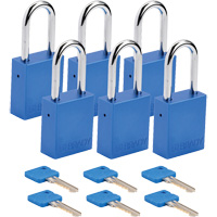 Lockout Padlock, Safety Padlock, Keyed Different, Aluminum, 1-1/2" Width Equipment World